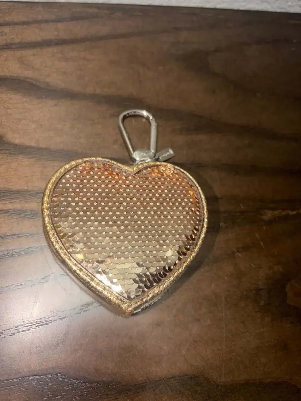 Coach Poppy Heart-Shaped Sequin Coin Pouch Keychain